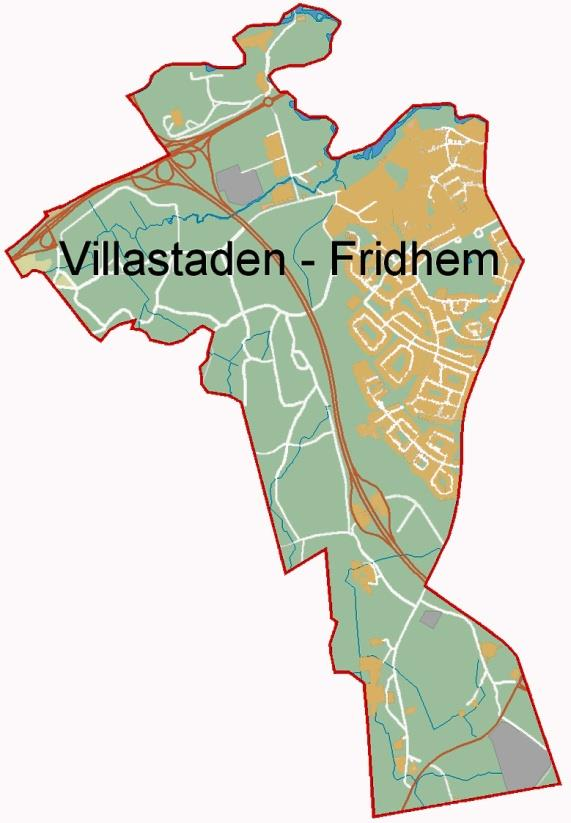 Fakta om Uppdaterad 2015-05-19 Villastaden-Fridhem Karta Allmänt om området Området omfattar förutom Villastaden och Fridhem även Kungsbäck, Olsbacka och Höjersdal.