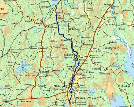 Fläskabäcken Skålån Vattendragssträckan Fläskabäcken ligger i Värnamo kommun och rinner från Älgarydssjön och mynnar i Lången vid Gällaryd.