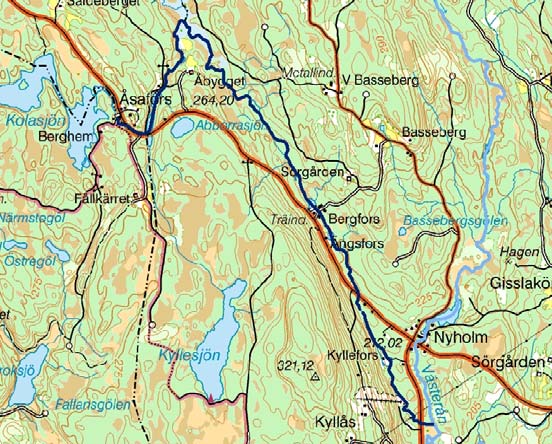 Älgabäcken Storåns ARO Älgabäcken rinner från Kolasjön ner till Storån vid Kyllås: Den hör till både Gislaveds och Vaggeryds kommuner.