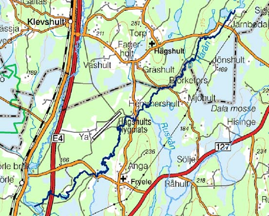 Härån (nedre) Lagan övre ARO Vattendragssträckan Härån (nedre) rinner från Rolstorpasjön i Vaggeryds kommun till Karlsforsdammen i Lagan i Värnamo kommun.