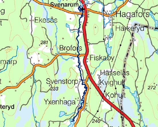 Härån (övre) Lagan övre ARO Vattendragssträckan Härån (övre) rinner från sammanflödet med Malmbäcksån ner till Rolstorpasjön. Sträckan är, via digitalisering, uppmätt till 12978 m.