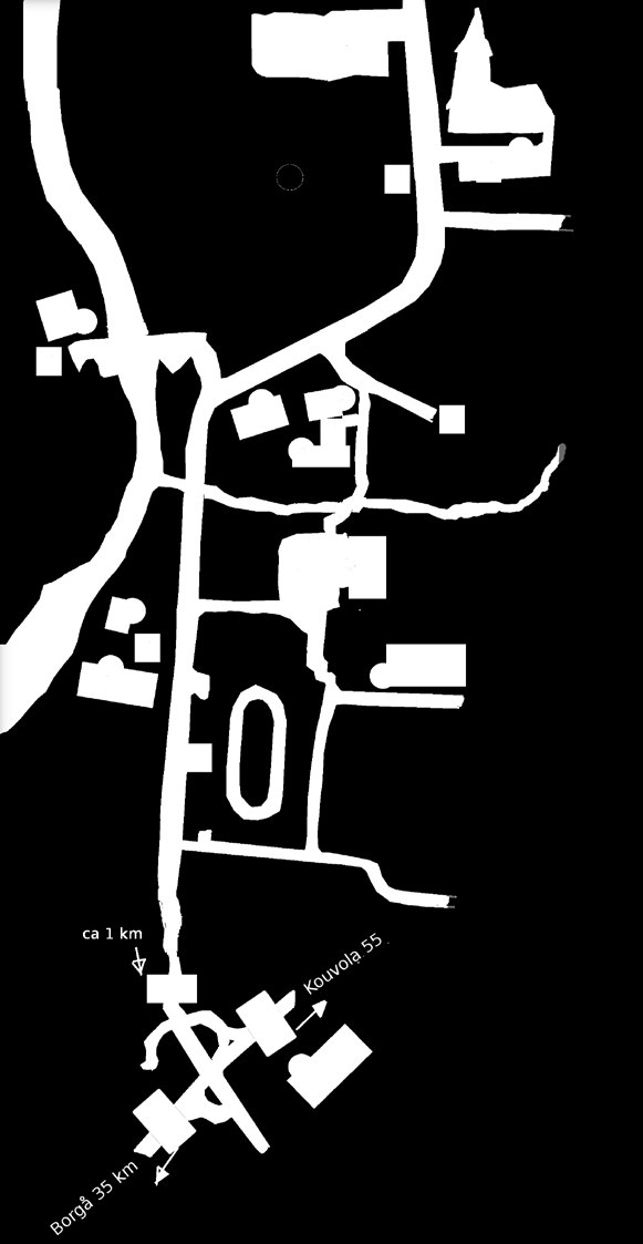 Karta Liljendals kyrka, Eskilomvägen 9 Eskilomvägen Herrgårdsvägen 1671 1. Liljendals kyrka 2. Kantorsgården 3. Mariagården 4.