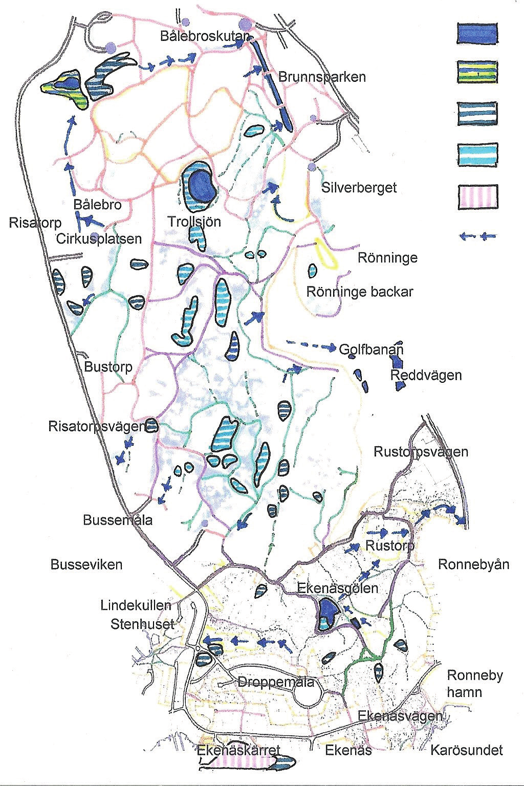 DEL 2: Tematiska fördjupningar EXEMPEL PÅ FÖRDJUPAD LANDSKAPSEKOLOGISK ANALYS: BRUNNSOMRÅDET Landskapsekologiska mönster Genom den tydligt strukturerade topografin kommer fina landskapsekologiska