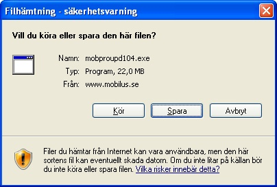 Så här uppdaterar du till version 3.3.1 1. Ladda ner och spara filen MobProUpd331.exe någonstans på din hårddisk.