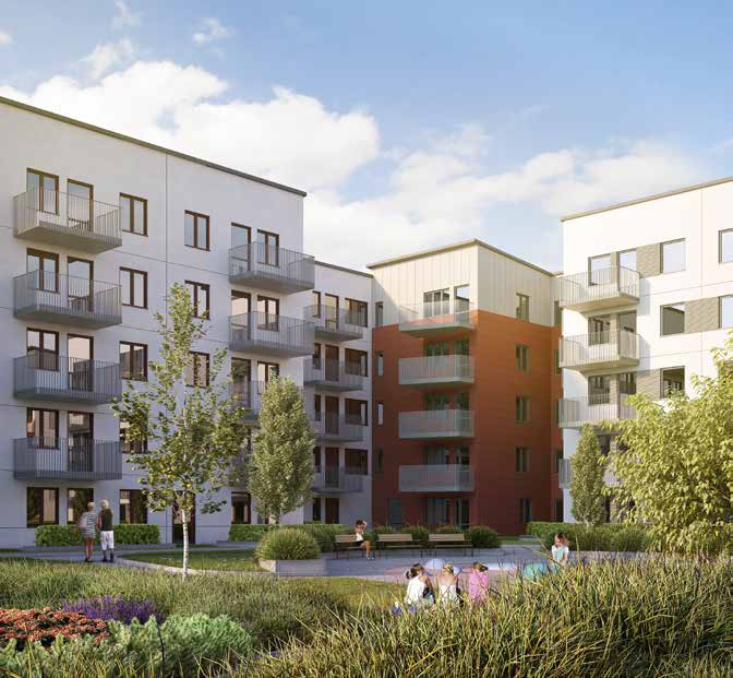 3D Byggnadsbeskrivning Stomme Balkonger Balkongräcken Ytterväggar Mellanbjälklag Yttertak Lägenhetsskiljande väggar Lättväggar Fönster Entrépartier Uppvärmning/Ventilation Prefabricerad betong