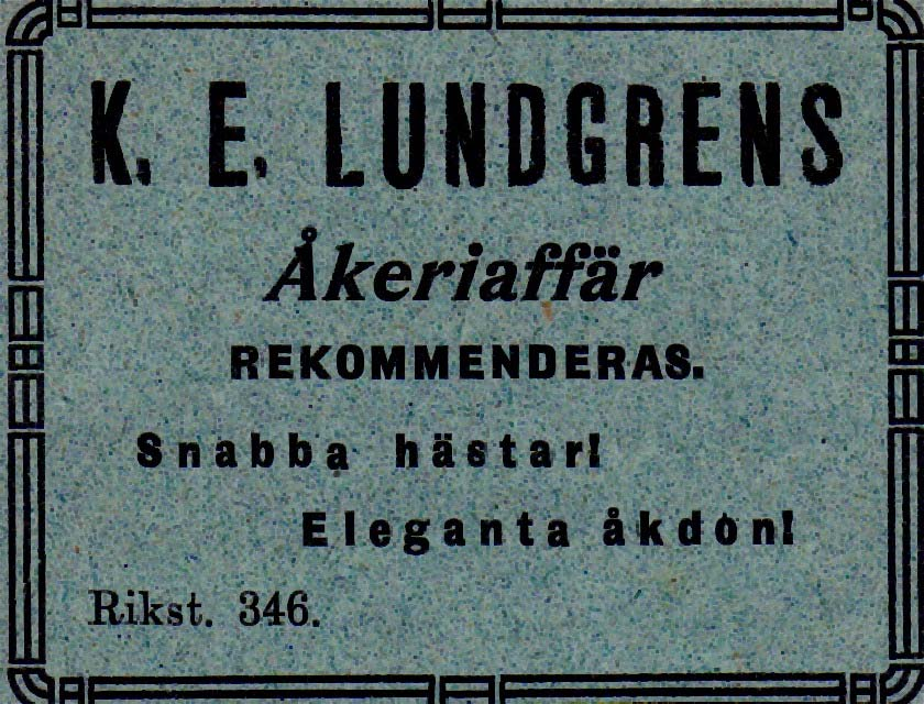 12 Lundgrens K. E. Häst - Åkeriaffär Tel. 346 1917 Nordén & Co, Ivar Bölevägen 36 Tel. 115633 1966 Omnibussrörelse -- Oskar Höglund Bölevägen 36 Tel.