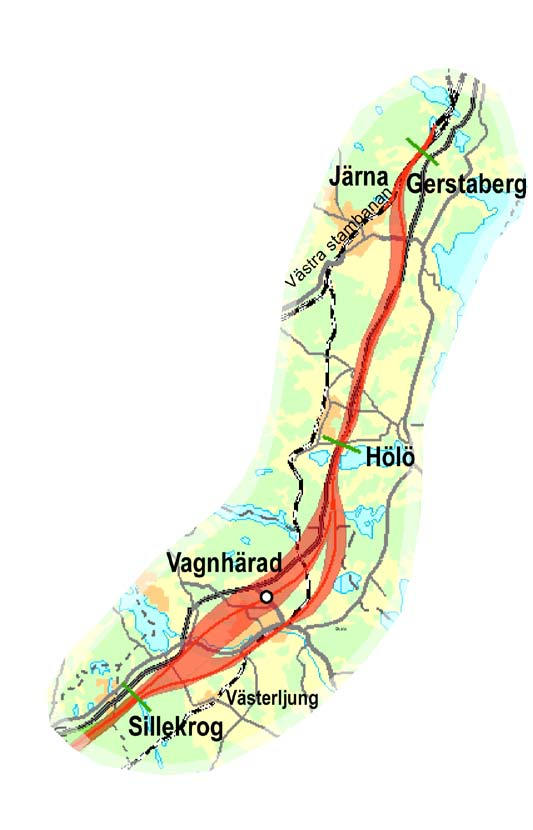Påverkan på miljön Röd korridor går till stor del längs med E4, vilket gör att det bildas ett brett stråk av infrastruktur.