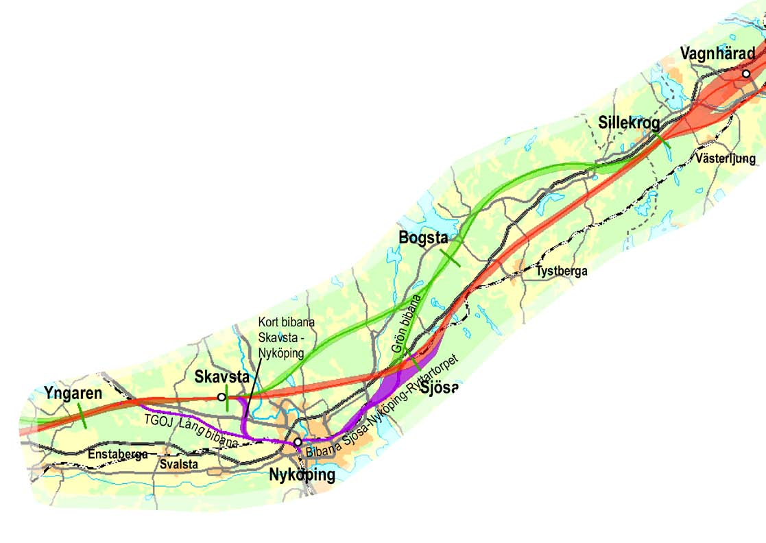 Påverkan på miljön I småbrutna landskap, som i Tystberga och Sättersta Bogsta, kommer påverkan av järnvägen i Röd korridor att vara påtagligt för fler människor än i Grön