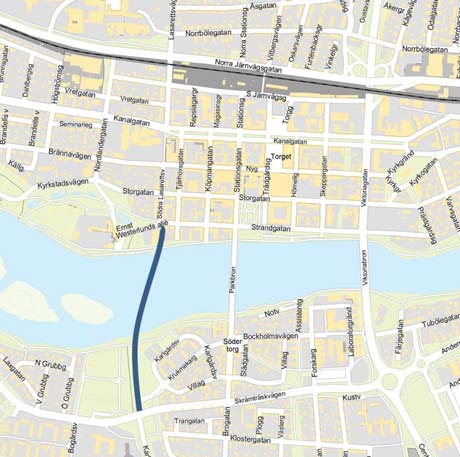 BAKGRUND, TIDIGARE OCH PÅGÅENDE PLANERING 29 Den planerade bron var tänkt som en del av stadens lokala trafiknät och skulle fungera som bro för biltrafik, kollektivtrafik samt gång- och cykeltrafik.
