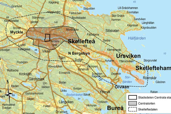 BAKGRUND, TIDIGARE OCH PÅGÅENDE PLANERING 9 BAKGRUND, TIDIGARE OCH PÅGÅENDE PLANERING SKELLEFTEÅ Skellefteå är Norrlands och Sveriges till ytan största kustkommun.
