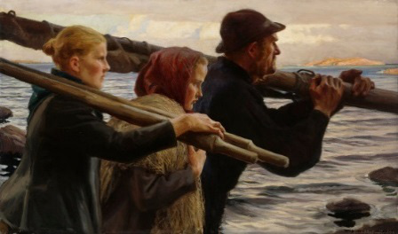 MÄNNISKOR SÅ LEVER FOLKET Albert Edelfelt: I yttersta skären, 1898 Bild: Finlands Nationalgalleri / Hannu Aaltonen Tyko Sallinen: Tvätterskor, 1911 Bild: Finlands Nationalgalleri / Hannu Aaltonen De