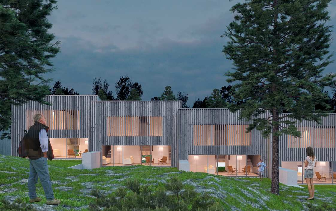 8 (10) Dp 2010-11441-54 Fasadvy mot skogen Tillgänglighet Ny bostadsbebyggelse samt utemiljöer skall vara tillgängliga för personer med rörelsehinder och orienteringshandikapp.