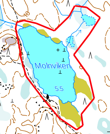 4. Molnviken Grunduppgifter Kommun: Larsmo Areal: 10 hektar Andel öppet vatten: 100 % Siktdjup: ca 50 cm Vattendjup: Ca 2 m (Djupaste platsen 2,3 m) Bild 5.