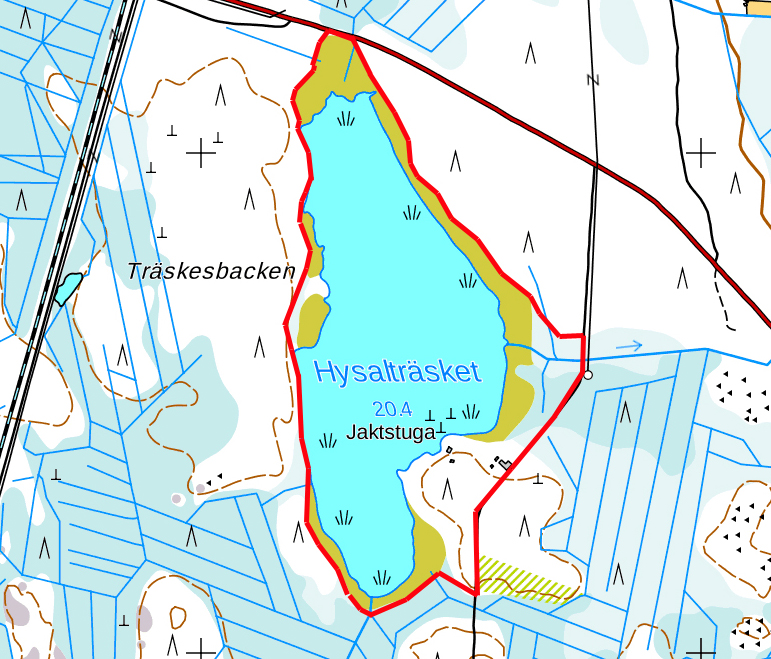 6. Hysalträsket Grunduppgifter Kommun: Nykarleby Areal: 25 hektar Andel öppet vatten: 100 % Siktdjup: ca 55 cm Vattendjup: ca 1,5 m (medeldjupet) 6.1 Allmänt Bild 13.