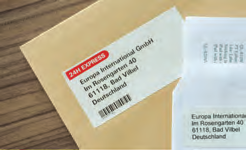 Skriv ut i svart och rött*, utan bläck Uppmärksamma viktig information genom att inkludera både svart och rött på dina etiketter