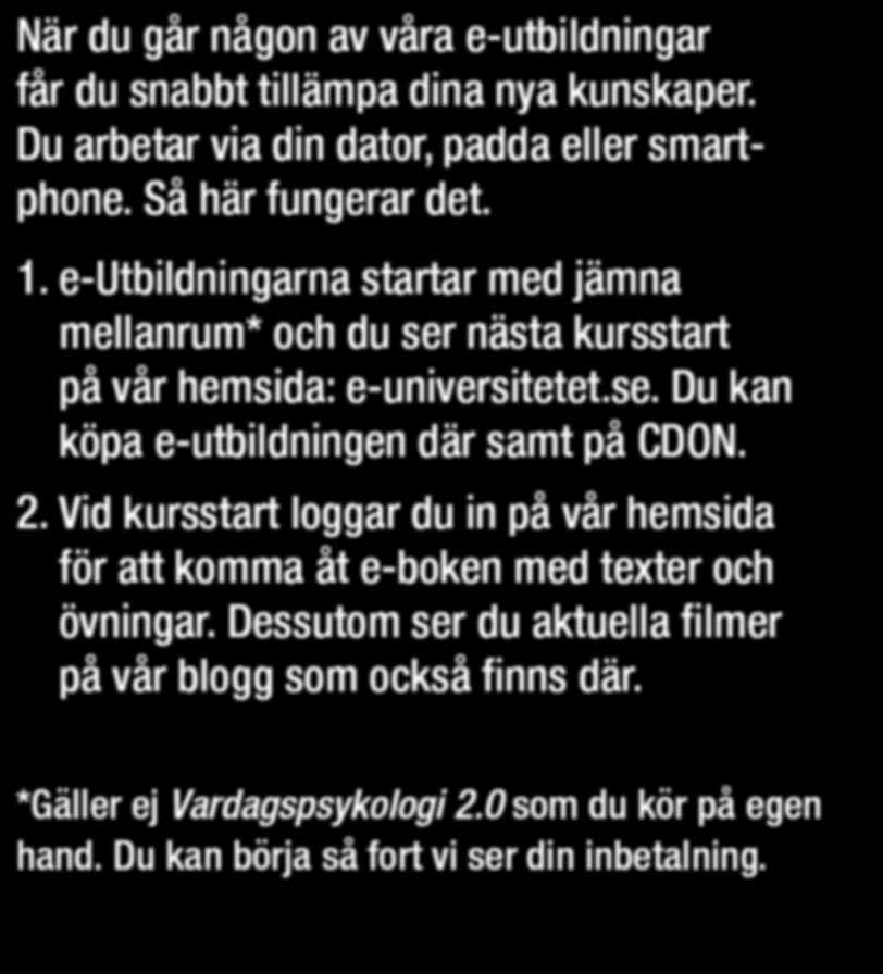 att komma åt e-boken med texter och övningar.