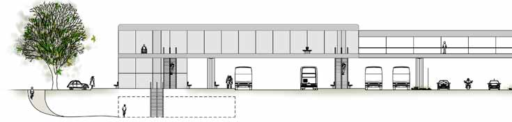 5.2 Resecentrumets utformningsprinciper En förutsättning för alla förslagen är att Roslagsbanans byggs i den korridor som föreslås i SL:s förstudie.