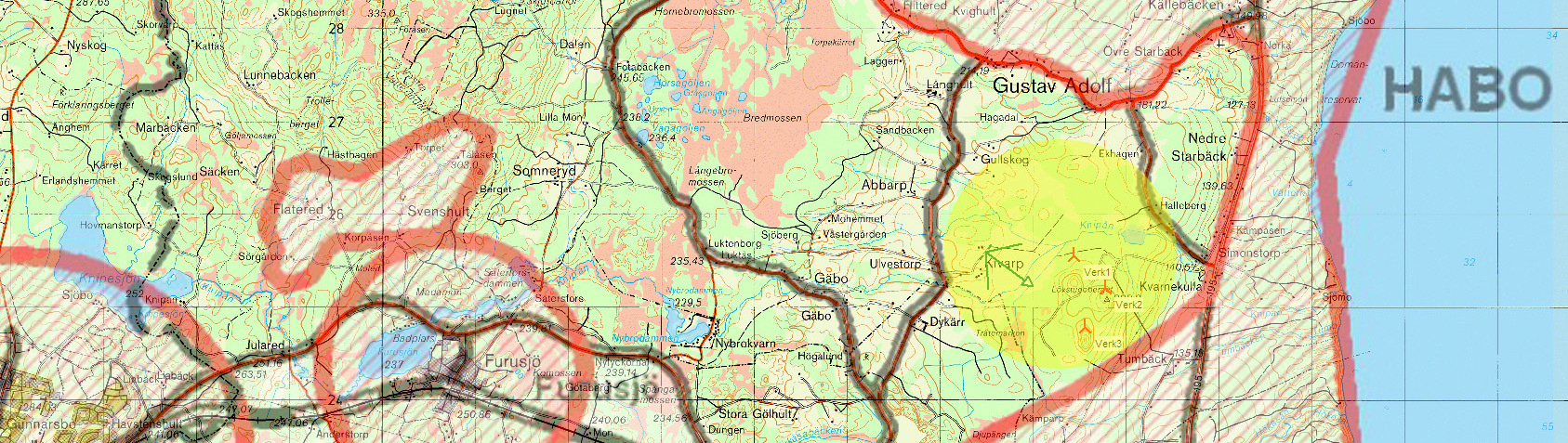 Vad gäller huvudalternativet ligger tilltänkta verk inom ett redan industrialiserat område, där bergstäckten redan har medfört påverkan på närliggande miljö.