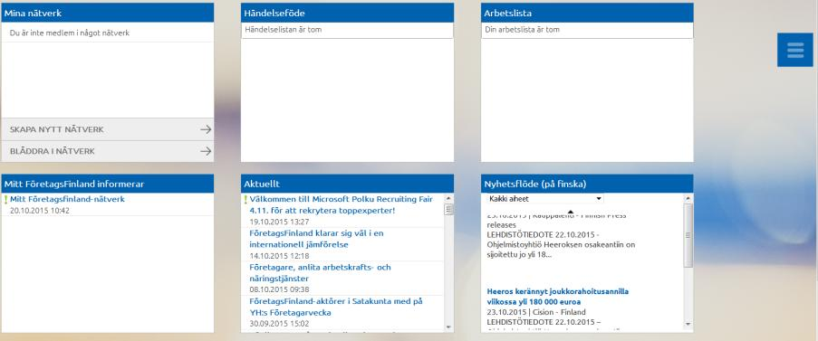 Nytt innehåll: Menyn Nya förstasidan Menyn