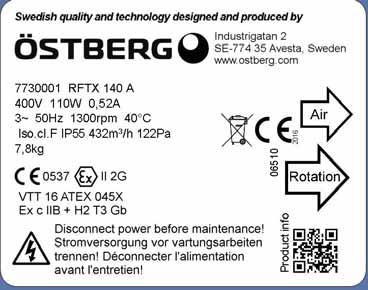 FAULT DETECTION If the fan has stopped or do not start. 1. Make sure that there is tension to the fan. 2. Cut the tension and verify that the impeller is not blocked. 3. Check the motor protector.