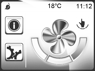 8 Värmeåtervinningsaggregat RDKS Teknisk anvisning Kontrollpanel Curo Touch - handhavande Genväg till inställning