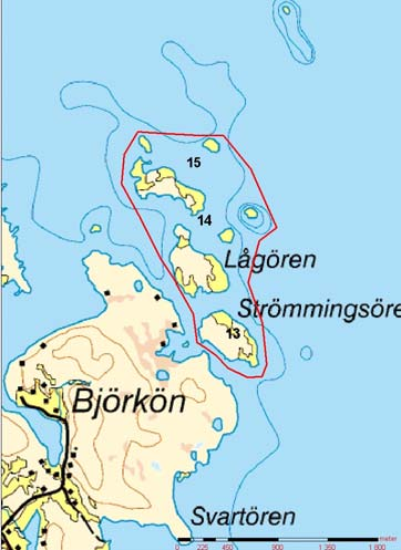 Skyddsvärda öar Strömmingsören, Lågören och Trutören. 13. Strömmingsören, skogsmark, klapperhällmark och strandängar.