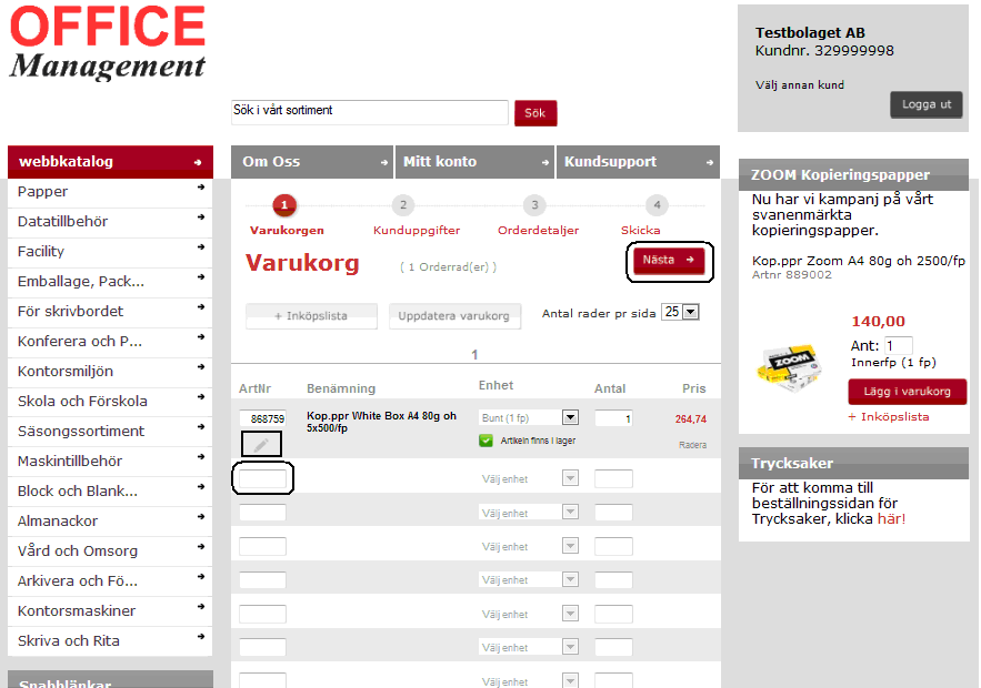 Även här går det att använda "pennan" för att göra egna noteringar på orderraderna.