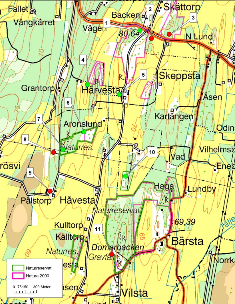 Figur 2. Karta över Ekåsen och Härvesta norra.