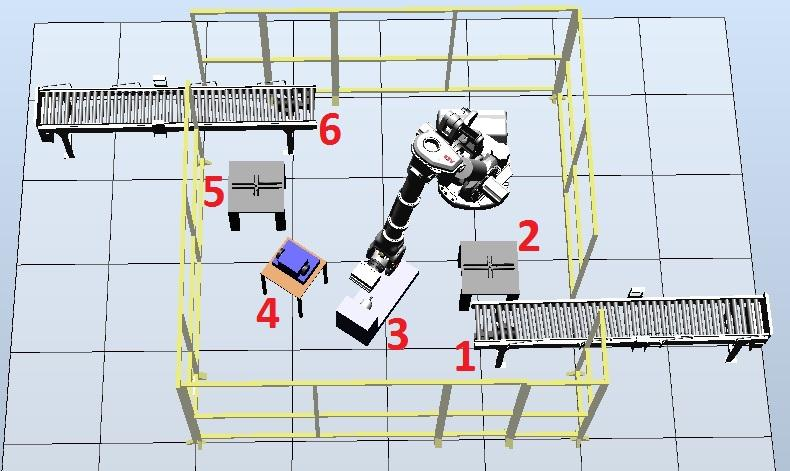 Sprängskiss för robotverktyget finns i appendix A5. 4.5 Robotcellen Ett förslag på robotcell har designats i RobotStudio.