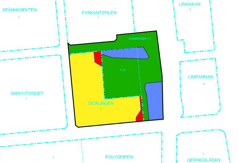 Sida 20 (21) Figuren illustrerar ändringar i markens användning. Gult = kvartersmark (bostäder) som fortsatt är kvartersmark (bostäder).