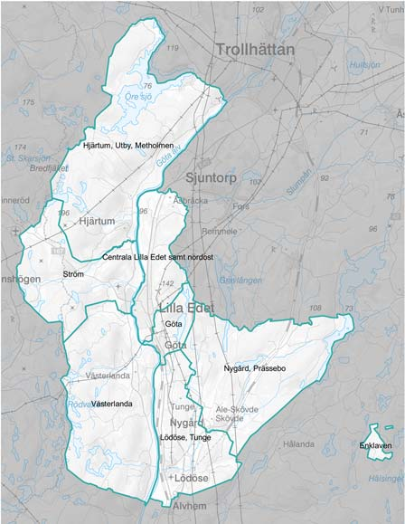 Nyckelkodsområdena i kommunen har använts som statistiska basområden och grupperats i större områden.