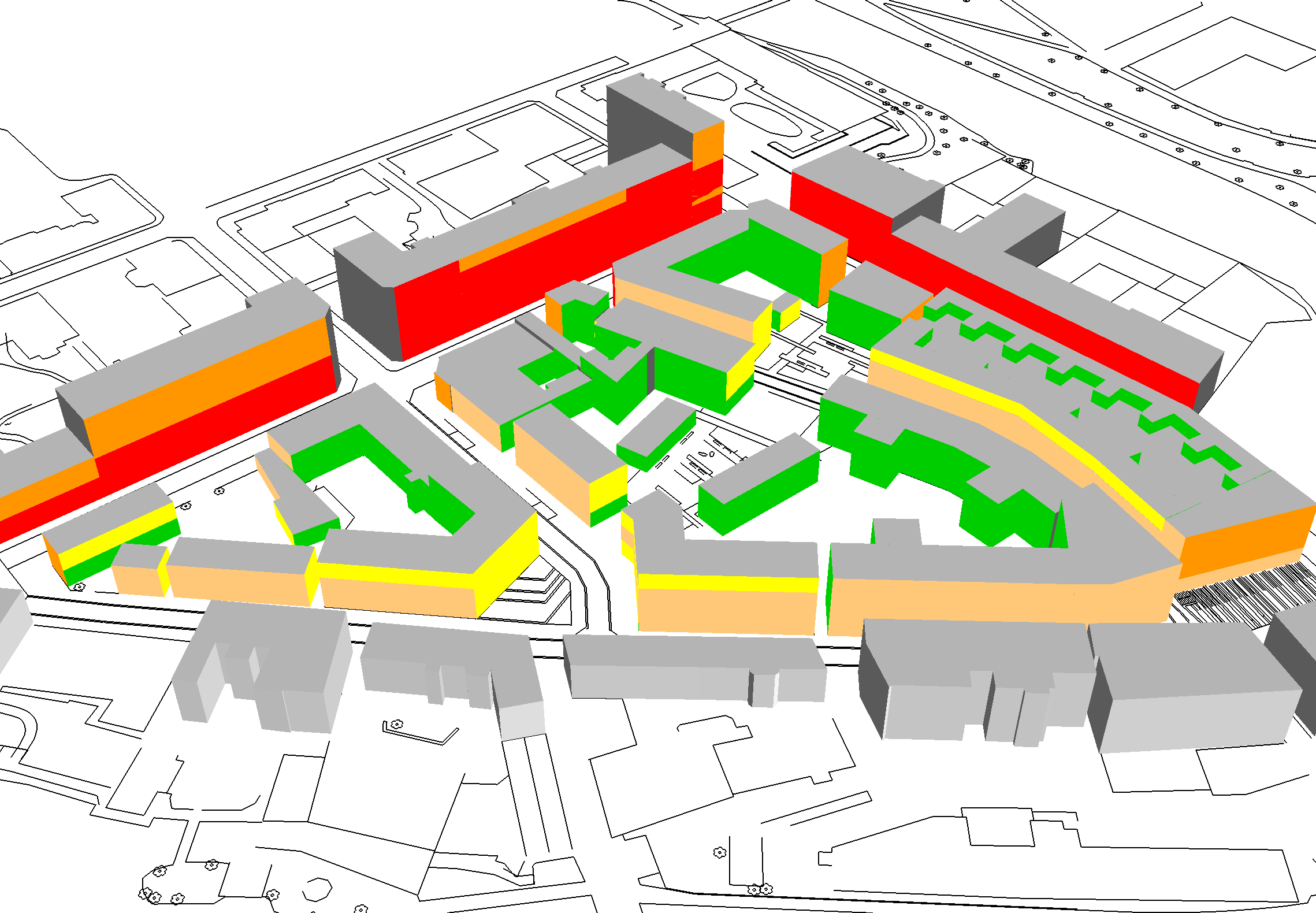 Ekvivalent ljudnivå för dygn i dba 65,< 60,< <= 65, 55,< <= 60, 50,< <= 55, 45,< <= 50, <= 45, KV MJÖLNAREN M FL Skala (i