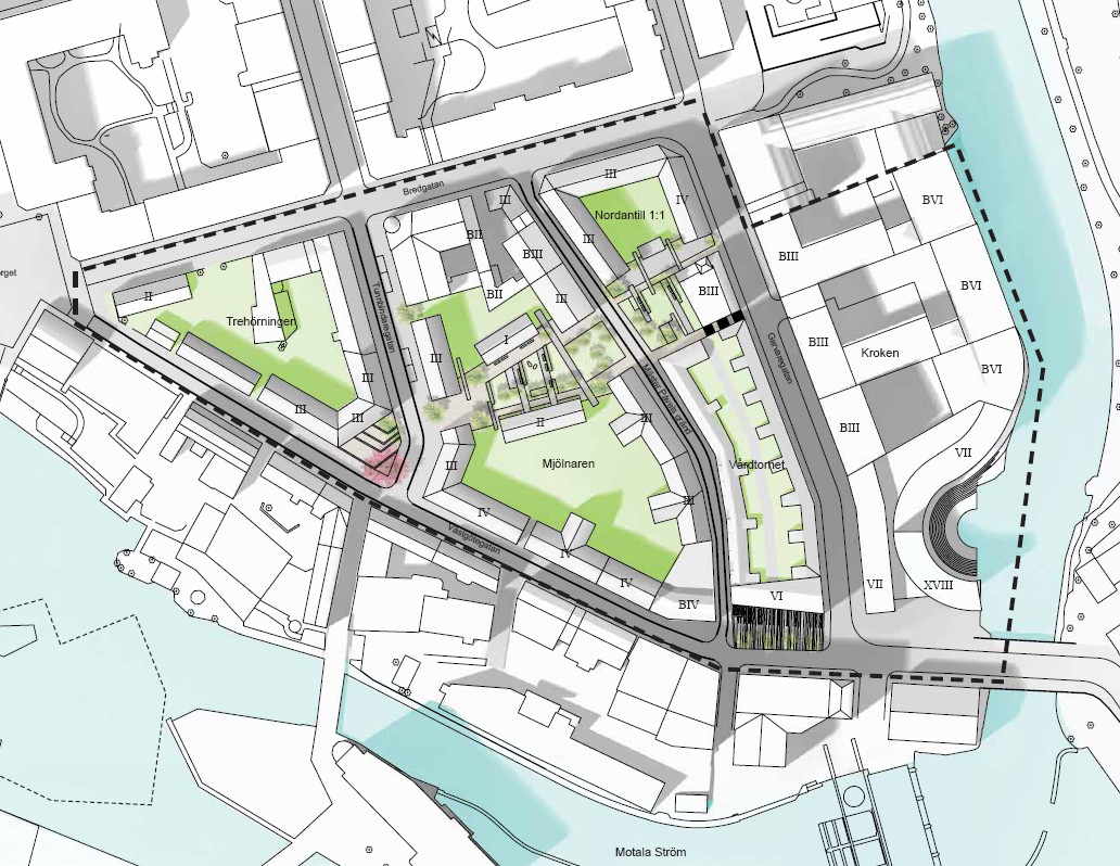 Rapport 10315-09062300 3. Förutsättningar Det aktuella området ligger mellan Skvallertorget och Gamlebron och avgränsas av Västgötegatan, Bredgatan och Garvaregatan.