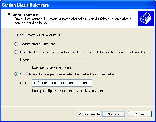 intranätet och i i rutan URL skriva https://eprinter.exder.net/printers/eprinter (OBS!