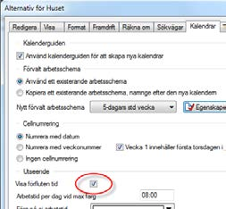 5 Lär dig mer om Powerproject Kalender på tomma rader För att färgmarkeringar i tidplanen för helger, semester etc inte ska avbrytas vid tomma rader, kan du under Format Format Formatera tidplan -