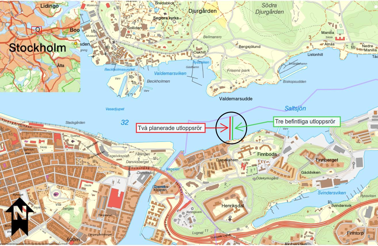 2(5) När mängden avloppsvatten ökar i Henriksdals reningsverk behöver kapaciteten för utloppsrören ökas.