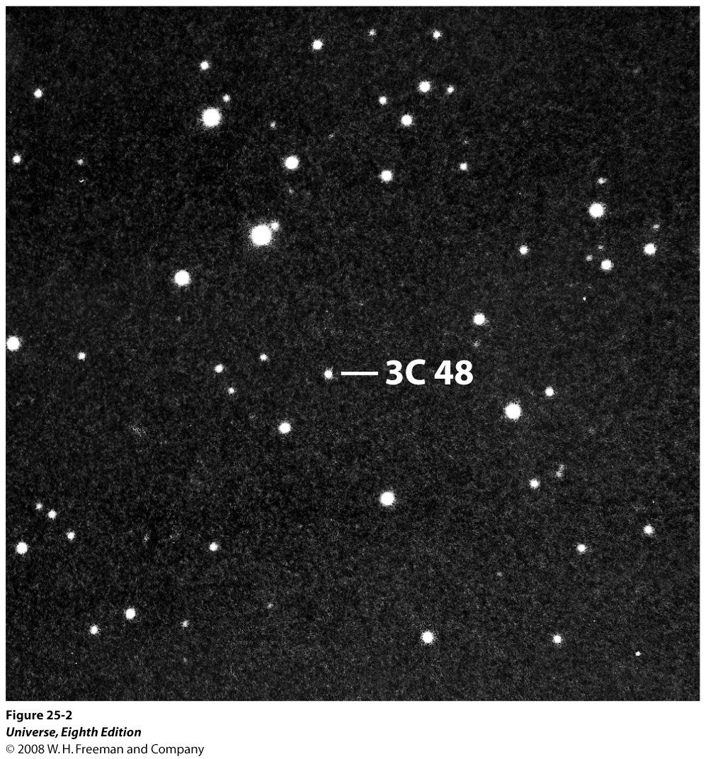 3C 48 (objekt nr 48 i tredje Cambridgekatalogen över radiokällor), upptäckt av Alan Sandage 1960.