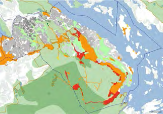 I den här delen av samrådshandlingen presenteras det vi behöver ta hänsyn till de anspråk och intressen som fnns på såväl bevarande som förändring av markanvändning och miljö.