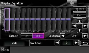 2 Tryck på skärmen och ställ in Graphic Equalizer som du önskar. Sound Effect Du kan ställa in ljudeffekter. 1 Tryck på [Sound Effect].