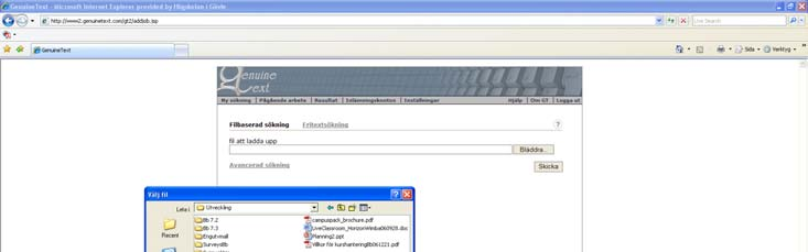 Studenten eller läraren laddar upp dokumentet från sin dator för att få