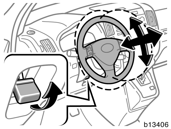 94 RATT OCH SPEGLAR Höjdställbar ratt med teleskopfunktion Yttre backspeglar Drag upp spärrspaken för att ställa in rattens läge.