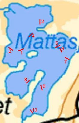 Provfiske Mattasjön provfiskades för att få en bild av fiskbeståndet i sjön. I samband med nätutläggningen lodades sjön upp varför en djupkarta har kunnat framställas (se figur 15).