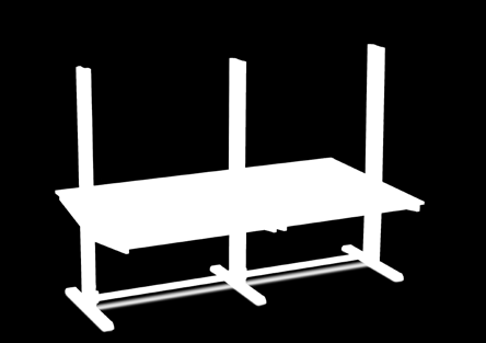 Stommarna för förlängningsoch hörnbord monteras alltid tillsammans med standardstommen, inte som fristående bord. 1275 / 1575 / 1881 mm Bordsskivor beställs separat.