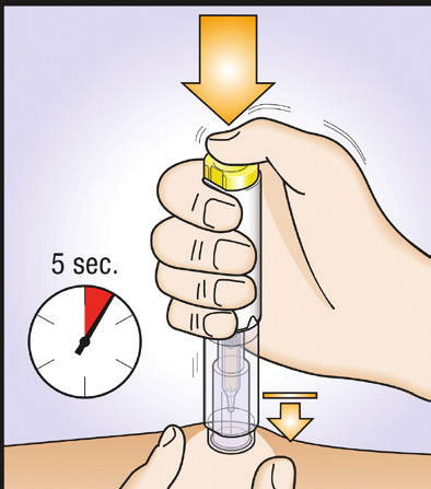 Håll kvar pennan i ca 5 sekunder, tills all vätska har injicerats.