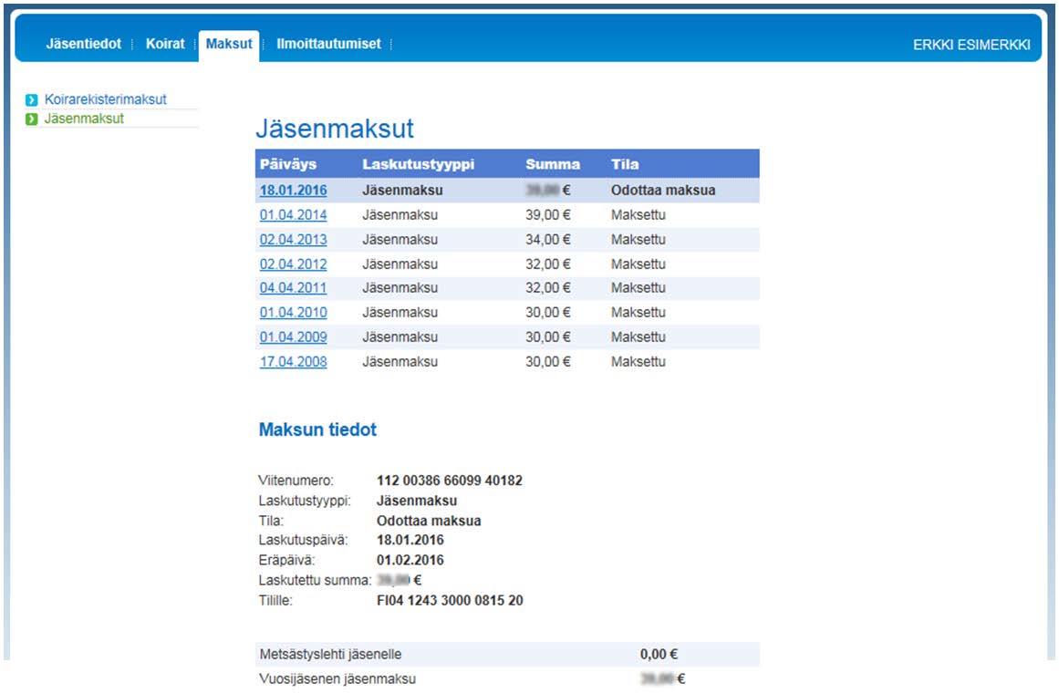 1.6.2016 34(36) hälsoundersökningar, registreringar och ägarintyg. Också dokumentens leverans påskyndas eftersom du kan betala fakturorna genast när de syns i Omakoira.