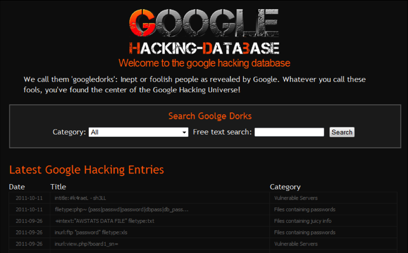 Google Hacking DB