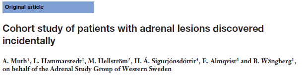 Br J Surg. 2011 Oct;98(10):1383-91 At diagnosis: 15 of 226 patients (6.6 per cent) had surgery on suspicion of hormonally active or malignant tumour.