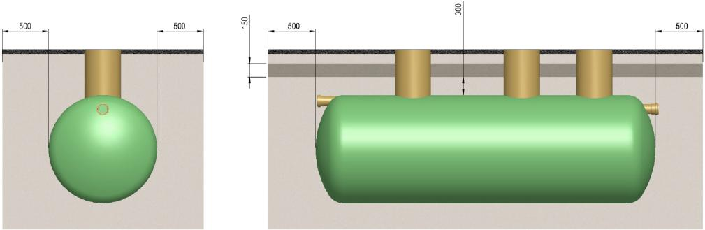 Installation med betongbalkar Om slamavskiljaren installeras under ett trafikerat område, bör fyllningslagret ovanför den vara minst 300 mm.