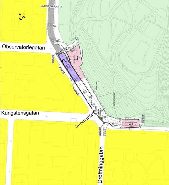 Etableringsyta Figur: Arbetstunnel Drottninggatan, etablering och arbetsområde.