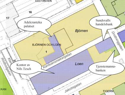 Sida 4 (7) Kulturhistoriska värden Byggnadsordningen anger områdets stadsbyggnadskaraktär som stenstad. Adelcrantzka palatset, f.d. Sundsvalls handelsbank och det kontor som är uppfört efter